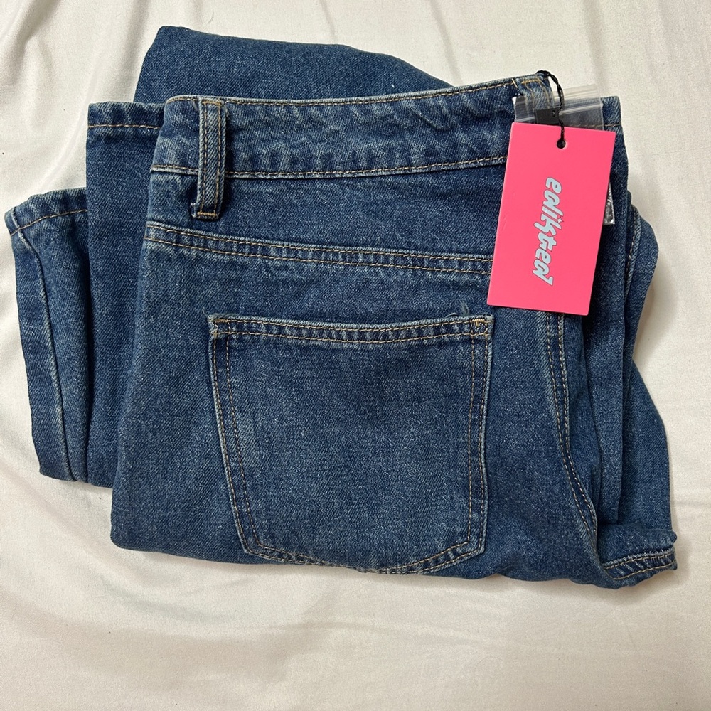 Edikted low rise baggy jeans blue washed